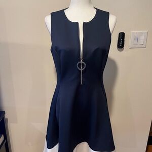 DKNY Navy Sleeveless Mini Dress with Zipper